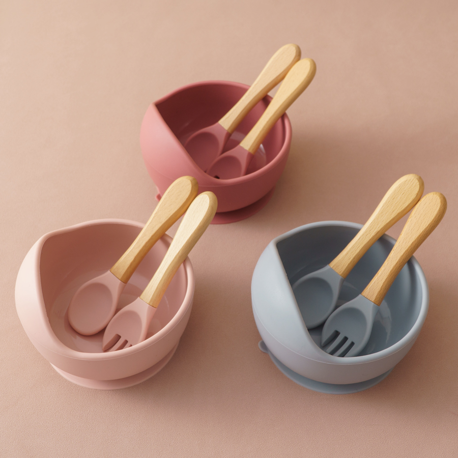 Baby Food Dispensing Spoon - 3Pcs Silicone Baby Feeding Bowl Set
