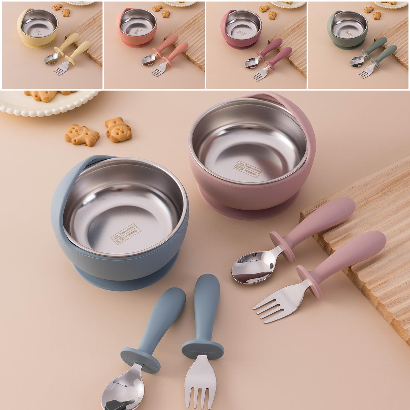 Baby Food Dispensing Spoon - Color Kids 3PCS Stainless Steel Silicone