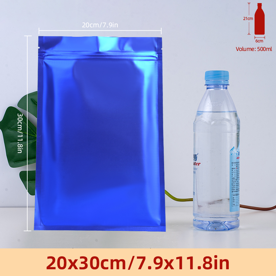 Food Pouch Reusable - 100pcs Matte Blue Foil Zipper Pouches,
