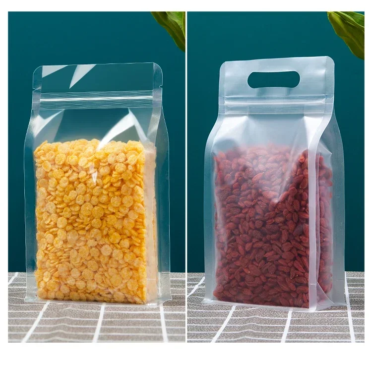 Food Pouch Reusable - 50pcs Transparent Frosted Ziplock Bags with