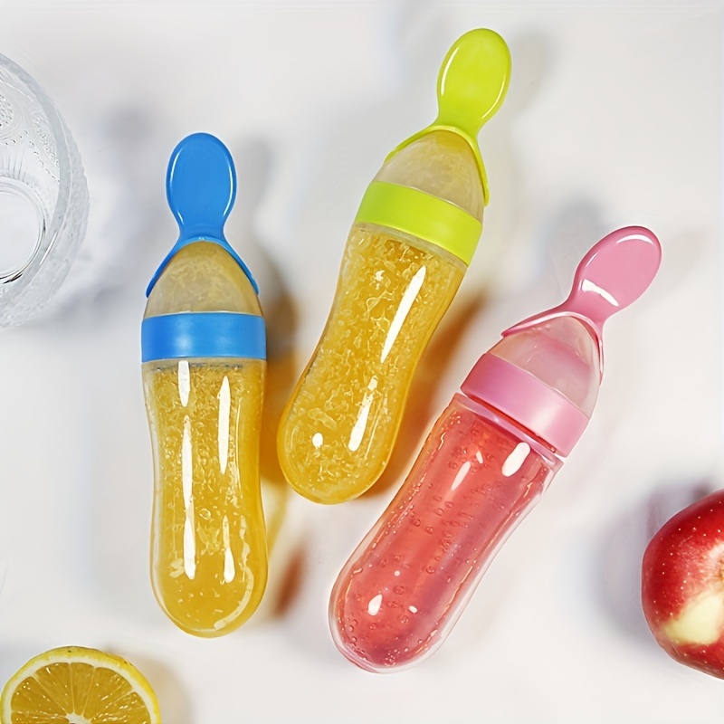 Baby Feeding Silicone Bottle w - Baby Food Dispensing Spoon recension och pris