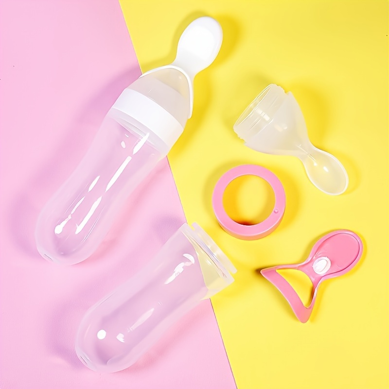 Baby Feeding Silicone Bottle w - Baby Food Dispensing Spoon recension och pris