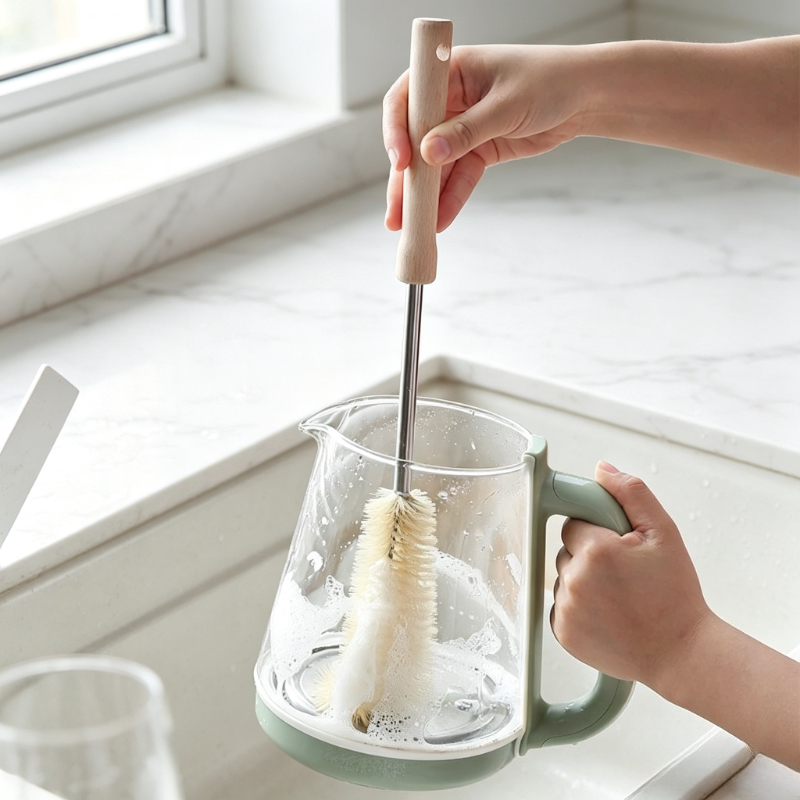 Long Wooden Handle Bottle Brus - Baby Food Dispensing Spoon recension och pris