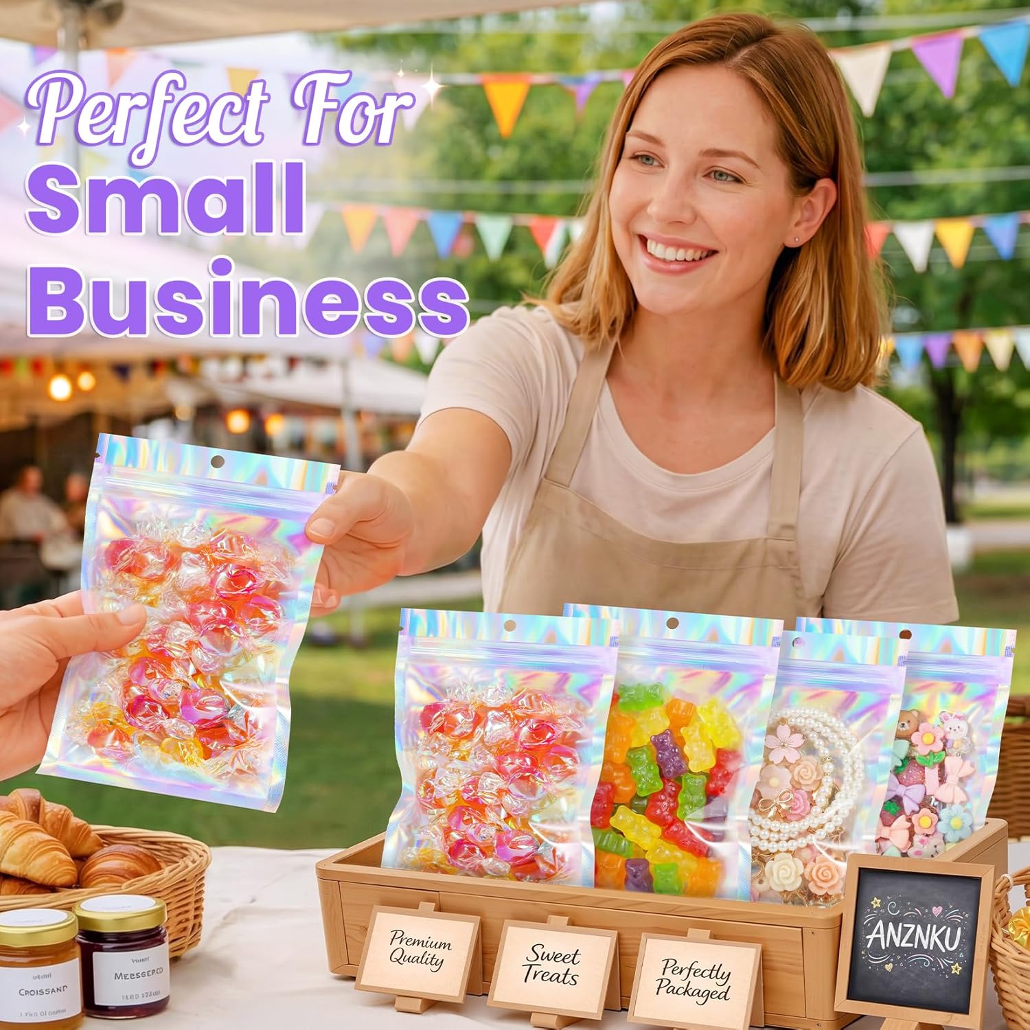 10-100pcs Rainbow Self Sealing - Food Pouch Reusable recension och pris